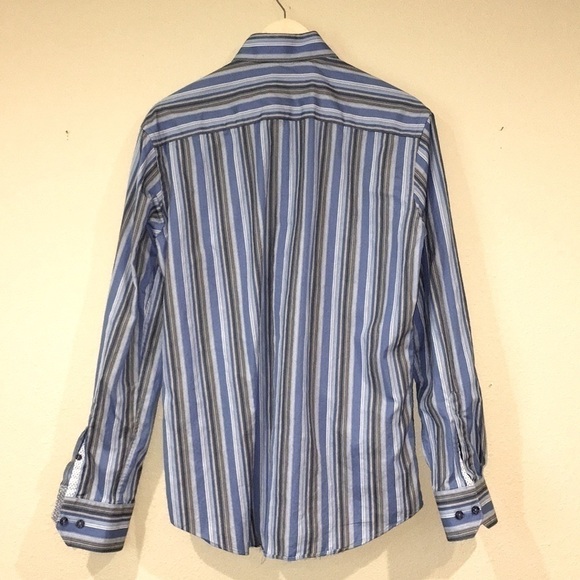 Mens Tailorbyrd long sleeve button down classic striped Shirt size Medium - Picture 3 of 6